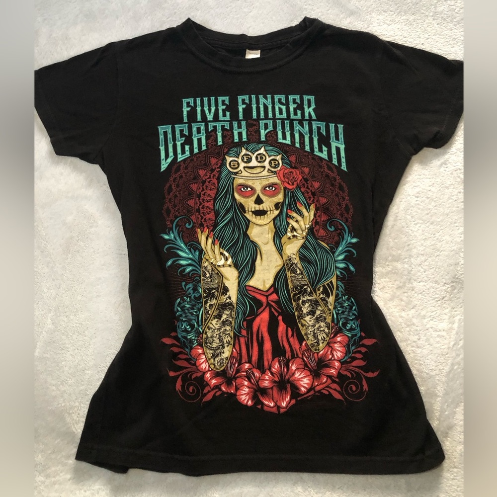 Five Finger Death Punch sugar skull band tee